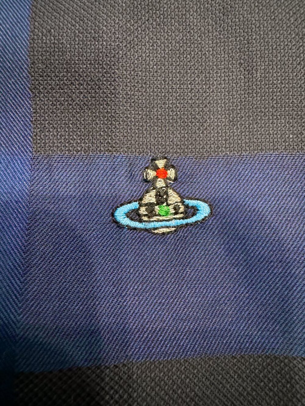 Vivienne Westwood Men's Navy Blue Expanded Tartan Long-Sleeve Shirt - Size V - Picture 7 of 15